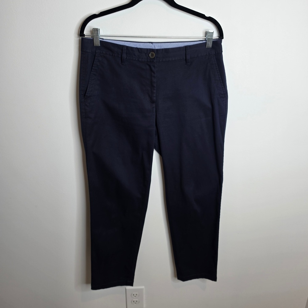 Talbots Relaxed Chino Pants Women 6P Navy Blue Cotton Stretch Trousers